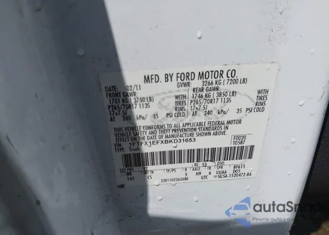 2011 Ford F-150 Xl from USA, damaged, VIN 1FTFX1EFXBKD31653